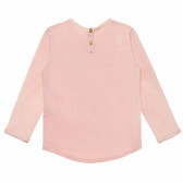Ροζ μακρυμάνικη βαμβακερή μπλούζα με τύπωμα καρδιάς για κορίτσια Benetton 163704 4