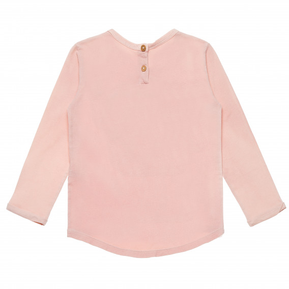 Ροζ μακρυμάνικη βαμβακερή μπλούζα με τύπωμα καρδιάς για κορίτσια Benetton 163704 4
