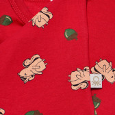 Κόκκινη μακρυμάνικη βαμβακερή μπλούζα με τύπωμα για κορίτσια Benetton 163715 3