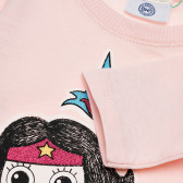 Ροζ μακρυμάνικη βαμβακερή μπλούζα με αστείο τύπωμα για κορίτσια Benetton 163732 3
