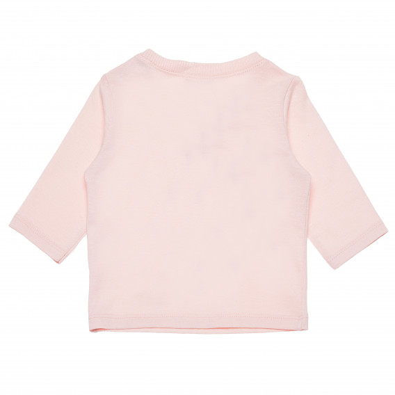Ροζ μακρυμάνικη βαμβακερή μπλούζα με αστείο τύπωμα για κορίτσια Benetton 163735 4