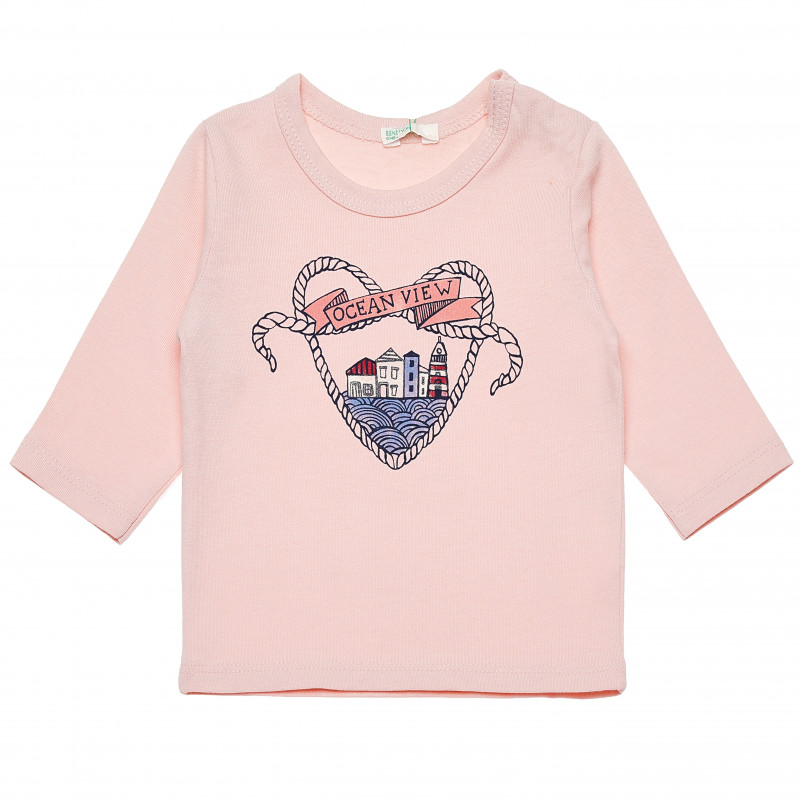 Μακρυμάνικη βαμβακερή μπλούζα σε ροζ χρώμα για κορίτσια  163741