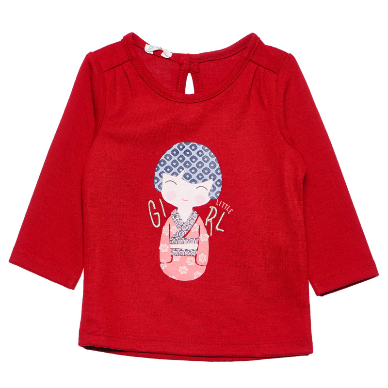 Κόκκινη μακρυμάνικη μπλούζα με ένα κουμπί στο πίσω μέρος για κορίτσια  163791