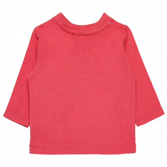 Κοραλί μακρυμάνικη βαμβακερή μπλούζα για κορίτσια Benetton 163841 2