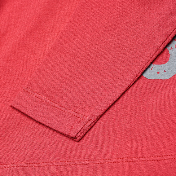 Κοραλί μακρυμάνικη βαμβακερή μπλούζα για κορίτσια Benetton 163851 4