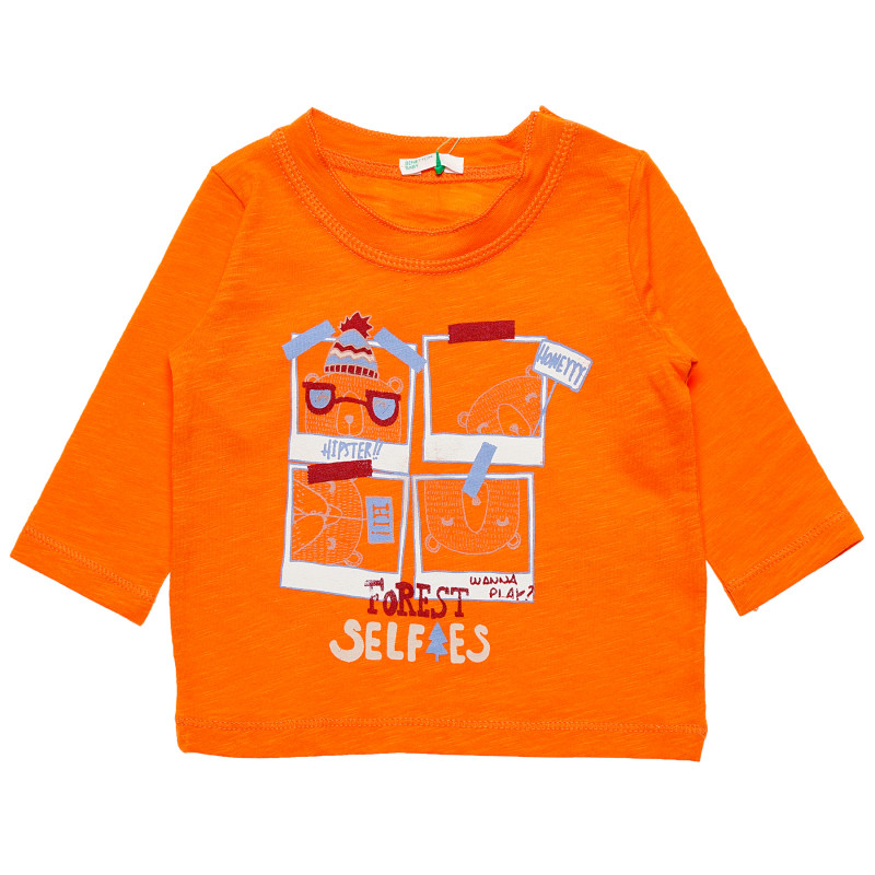Πορτοκαλί μακρυμάνικη βαμβακερή μπλούζα για κορίτσια  163946