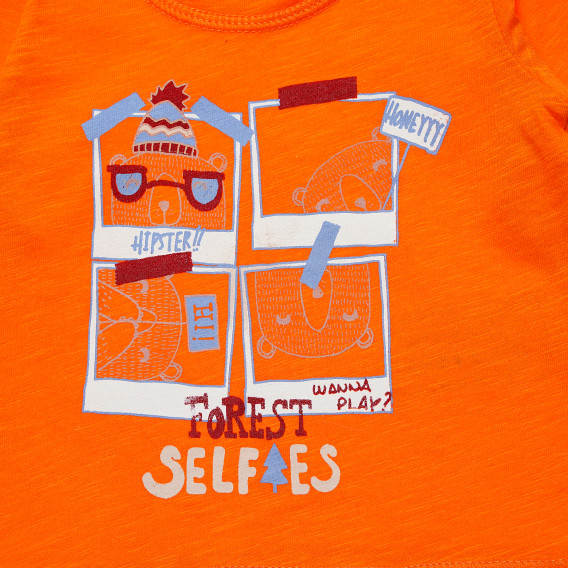Πορτοκαλί μακρυμάνικη βαμβακερή μπλούζα για κορίτσια Benetton 163947 2