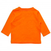Πορτοκαλί μακρυμάνικη βαμβακερή μπλούζα για κορίτσια Benetton 163949 3
