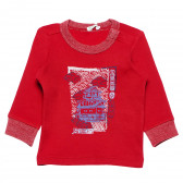 Βαμβακερή κόκκινη μπλούζα με μακριά μανίκια για κορίτσια Benetton 163988 