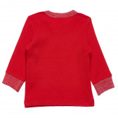Βαμβακερή κόκκινη μπλούζα με μακριά μανίκια για κορίτσια Benetton 163992 4