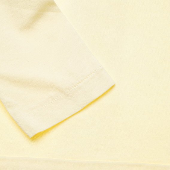 Κίτρινη βαμβακερή μπλούζα με μακριά μανίκια για κορίτσια Benetton 164067 3