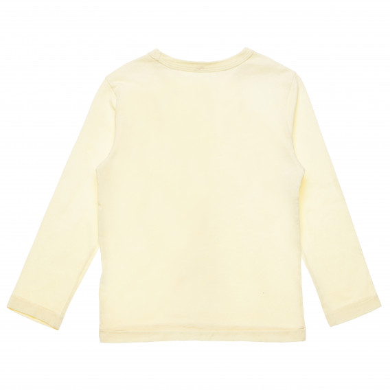 Κίτρινη βαμβακερή μπλούζα με μακριά μανίκια για κορίτσια Benetton 164068 4