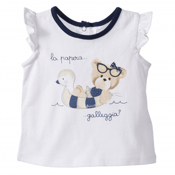 Βαμβακερή μπλούζα μωρού για κορίτσια σε λευκό χρώμα Chicco 165122 