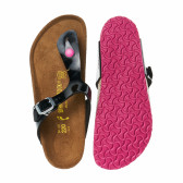 Ορθοπεδικές παντόφλες για κορίτσια με διαχωριστικό toe, μαύρο με ροζ λεπτομέρειες Birkenstock 16525 3