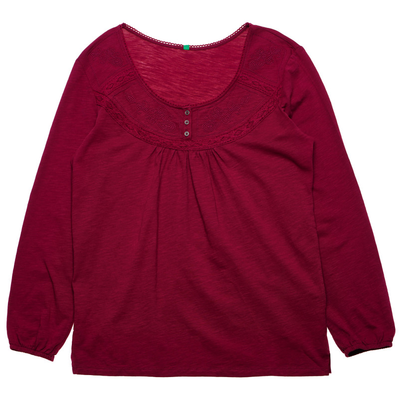 Βαμβακερή μπλούζα με μακριά μανίκια σε μωβ χρώμα για κορίτσια  166017