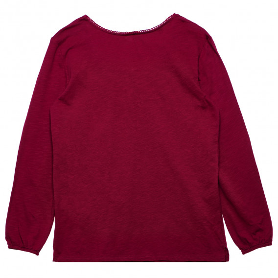 Βαμβακερή μπλούζα με μακριά μανίκια σε μωβ χρώμα για κορίτσια Benetton 166019 3