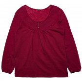 Βαμβακερή μπλούζα με μακριά μανίκια σε μωβ χρώμα για κορίτσια Benetton 166470 5