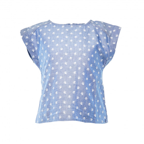Μπλε βαμβακερό μπλουζάκι με floral τύπωμα για ένα κορίτσι Benetton 166856 