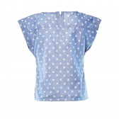 Μπλε βαμβακερό μπλουζάκι με floral τύπωμα για ένα κορίτσι Benetton 166857 2