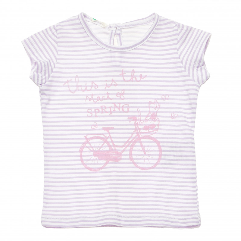 Ριγέ βαμβακερή μπλούζα για ένα κορίτσι, ποδήλατο  167058