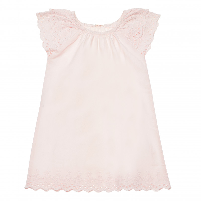 Ροζ βαμβακερό φόρεμα με δαντέλα για ένα κορίτσι  167094