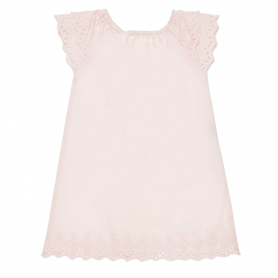 Ροζ βαμβακερό φόρεμα με δαντέλα για ένα κορίτσι Benetton 167097 4