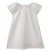 Βαμβακερό φόρεμα με λεπτομέρειες από δαντέλα σε λευκό για ένα κορίτσι Benetton 167671 