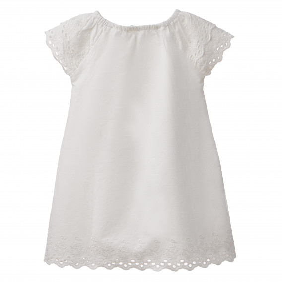 Βαμβακερό φόρεμα με λεπτομέρειες από δαντέλα σε λευκό για ένα κορίτσι Benetton 167676 4