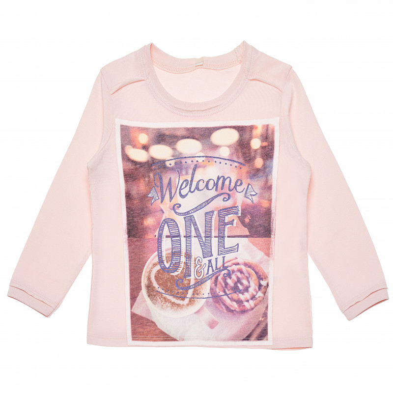 Βαμβακερή μπλούζα με μακριά μανίκια σε ανοιχτό ροζ χρώμα για ένα κορίτσι  168320