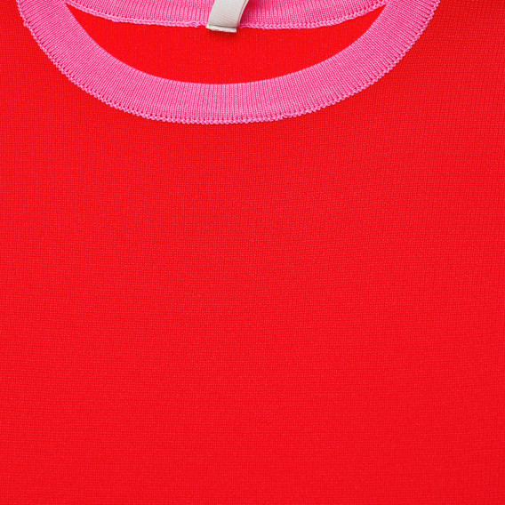 Μακρυμάνικη μπλούζα για ένα κορίτσι, κόκκινο με ροζ γιακά Benetton 168353 3