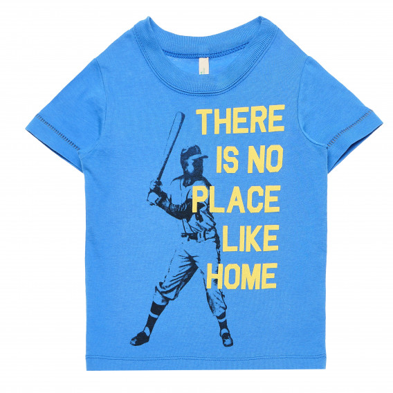 Βαμβακερό μπλουζάκι για μωρό σε μπλε, μπέιζμπολ Benetton 168368 