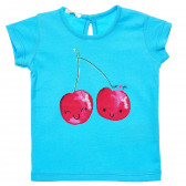 Βαμβακερό μπλουζάκι για μωρά σε μπλε χρώμα, κεράσια Benetton 168480 