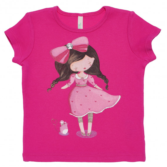 Βαμβακερή μπλούζα για ένα μωρό, ροζ Benetton 168599 