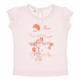 Βαμβακερό μπλουζάκι για μωρά σε ροζ, ζέβρα Benetton 168627 