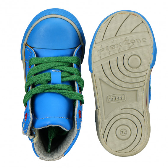 Ψηλές μπότες με πράσινα κορδόνια για αγοράκια, μπλε Chicco 170059 3