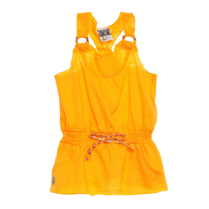Κίτρινο βαμβακερό παιδικό φόρεμα για κορίτσια  170404