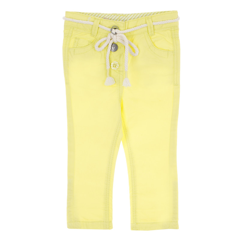 Μακρύ βαμβακερό παντελόνι για κορίτσια, κίτρινο  170628