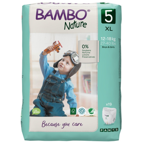 Bambo Nature Pants μεγέθους 5 XL, οικολογικές πάνες μίας χρήσης 12-18 κιλά - 19 τεμ. Bambo Nature 171183 2