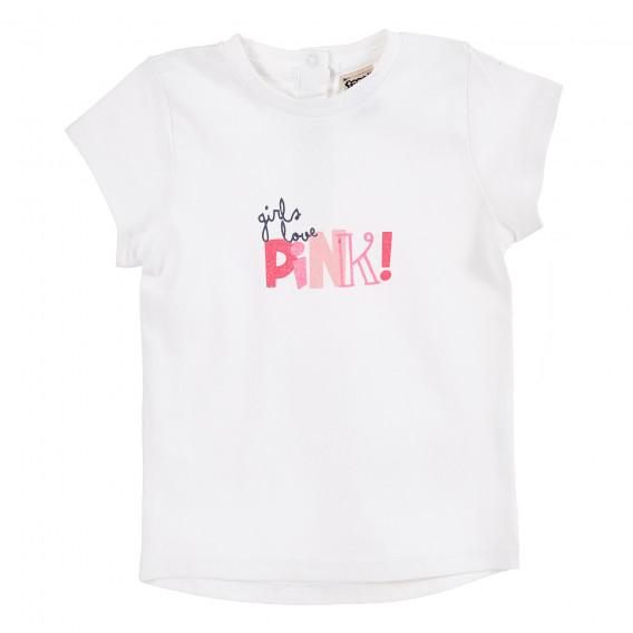 Βαμβακερό μπλουζάκι σε λευκό χρώμα με τύπωμα για μωρά ( κορίτσια ) Tape a l'oeil 171441 