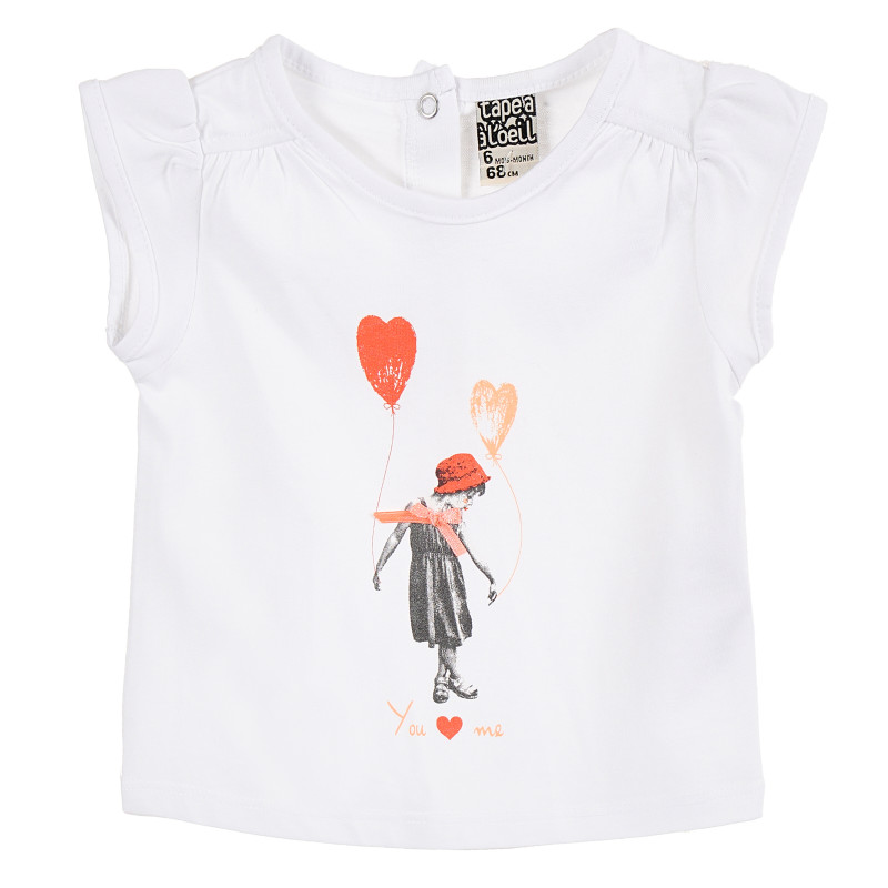 Βαμβακερό μπλουζάκι σε λευκό χρώμα για μωρά ( κορίτσια )  171445