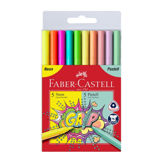Στυλό με πένσα - 5 χρώματα νέον και 5 χρώματα παστέλ Faber Castell 172423 