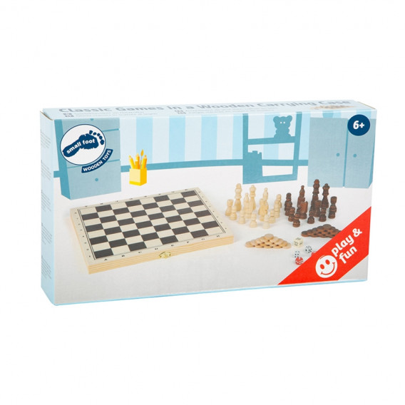 3 σε 1 παιχνίδια-  σκάκι, τάβλι και ζάρια σε ξύλινο κουτί Small Foot 172474 3