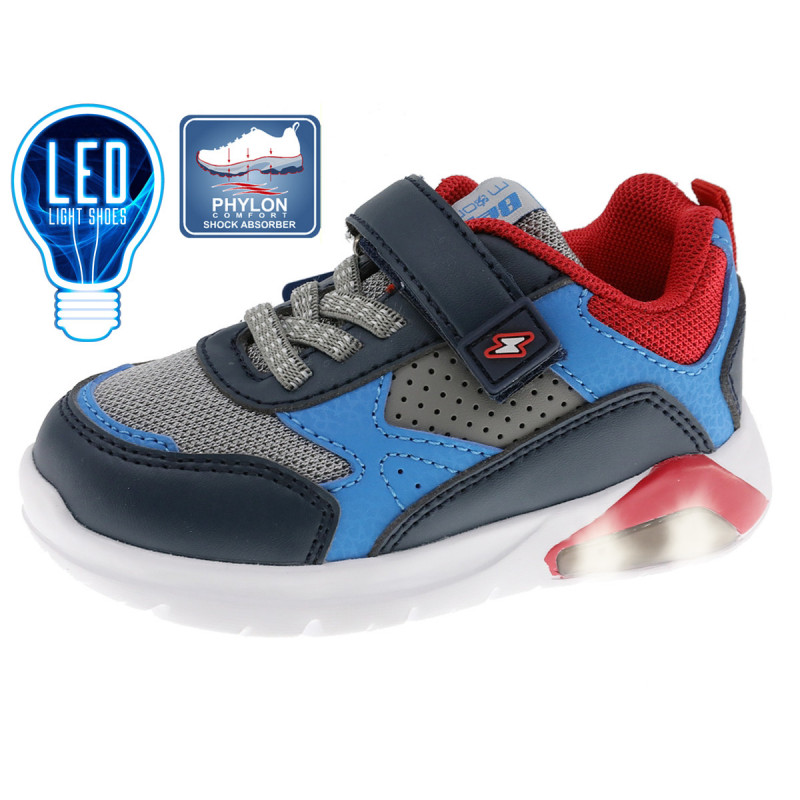 Sneakers με φωτεινή σόλα σε γκρι και μπλε χρώμα για μωρά ( αγόρια )  172605