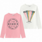 Σετ από δύο μακρυμάνικες μπλούζες σε λευκό και ροζ για κορίτσια Name it 173176 2