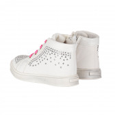 Ψηλά αθλητικά παπούτσια με ασημένιες πετρούλες για κοριτσάκια, λευκά Star 173410 2