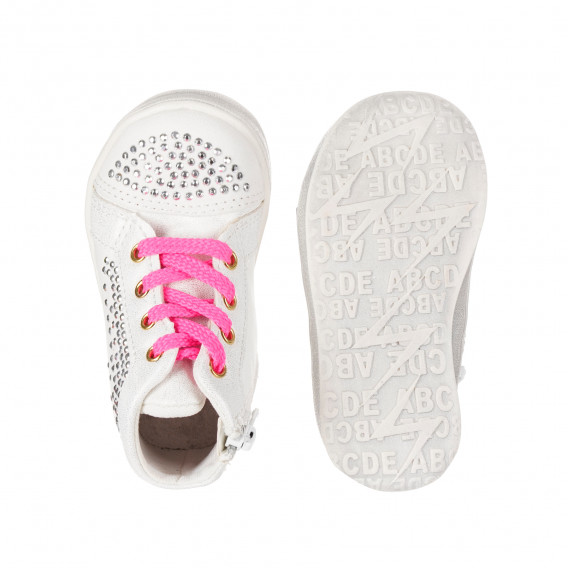Ψηλά αθλητικά παπούτσια με ασημένιες πετρούλες για κοριτσάκια, λευκά Star 173411 3