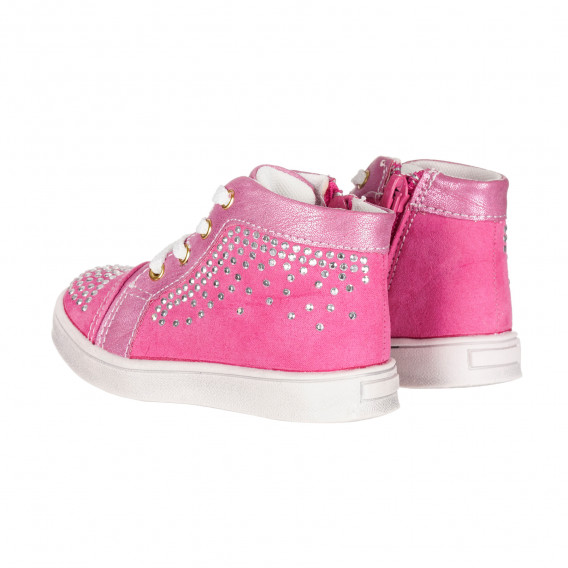 Ψηλά αθλητικά παπούτσια με ασημένιες πετρούλες για κοριτσάκια, ροζ Star 173413 2