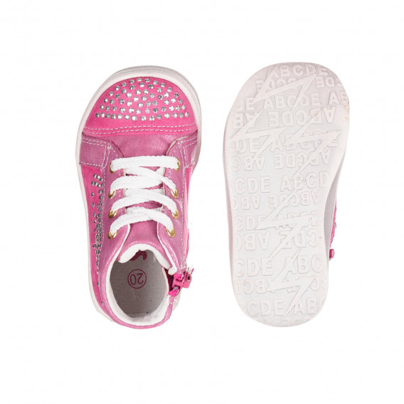 Ψηλά αθλητικά παπούτσια με ασημένιες πετρούλες για κοριτσάκια, ροζ Star 173414 3