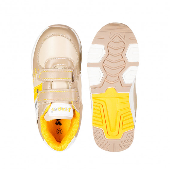 Αθλητικά παπούτσια με κίτρινους τόνους για αγόρια, μπεζ Star 173445 2