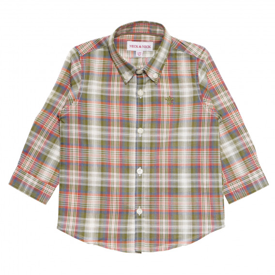 Καρό πουκάμισο με μακριά μανίκια για αγοράκια, πράσινο Neck & Neck 174961 